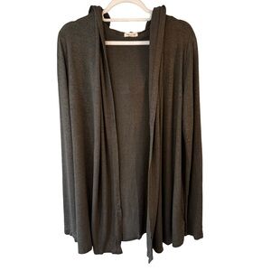 Silence + Noise Hooded Open Cardigan - Dark Olive Green Size M Boho Casual